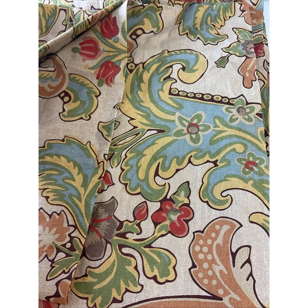 Pottery Barn Simone Floral Jacobean Linen Cotton Drape 50x 96 1 Panel
